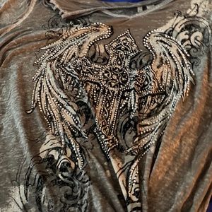 Grey cross sheer tshirt